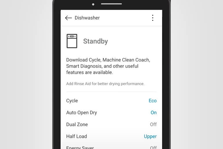 Elle montre l’écran de l’application ThinQ correspondant au diagnostic intelligent.
