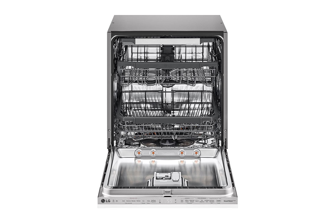 LG Lave-Vaisselle Encastrable QuadWash™  | 14 Couverts | TrueSteam™ | Inverter Direct Drive™, Vue avant avec porte ouverte., DBC435TSL, thumbnail 3