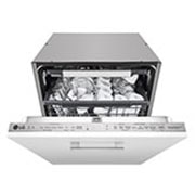 LG Lave-Vaisselle Encastrable QuadWash™  | 14 Couverts | TrueSteam™ | Inverter Direct Drive™, Vue avant d’en haut d’un lave-vaisselle dont la porte est légèrement ouverte., DBC435TSL, thumbnail 4