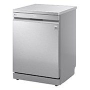 LG Lave-Vaisselle QuadWash™ | 14 Couverts | TrueSteam™ | Inverter Direct Drive™, Vue avant inclinée du lave-vaisselle LG fermé avec finition en acier inoxydable, DFC287HVS, thumbnail 9
