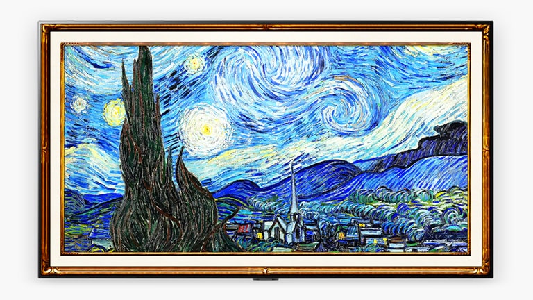 Une peinture de Von Gogh avec en bas des miniatures de plusieurs options du mode Galerie