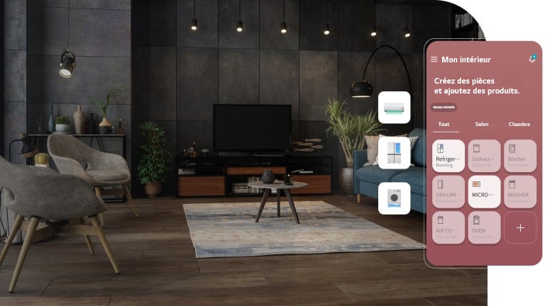 L’image montre l’écran de l’application LG ThinQ