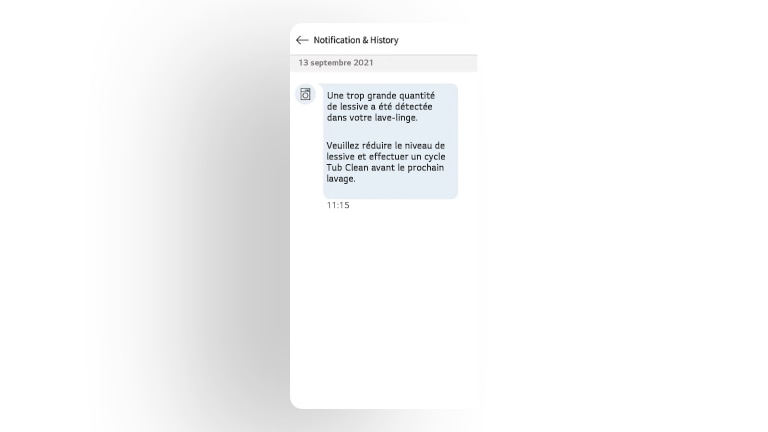 L’image montre l’écran ThinQ Care de l’application LG ThinQ affichant plusieurs messages d’alerte.