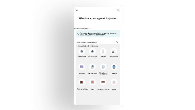 L’image montre l’écran de l’application LG ThinQ