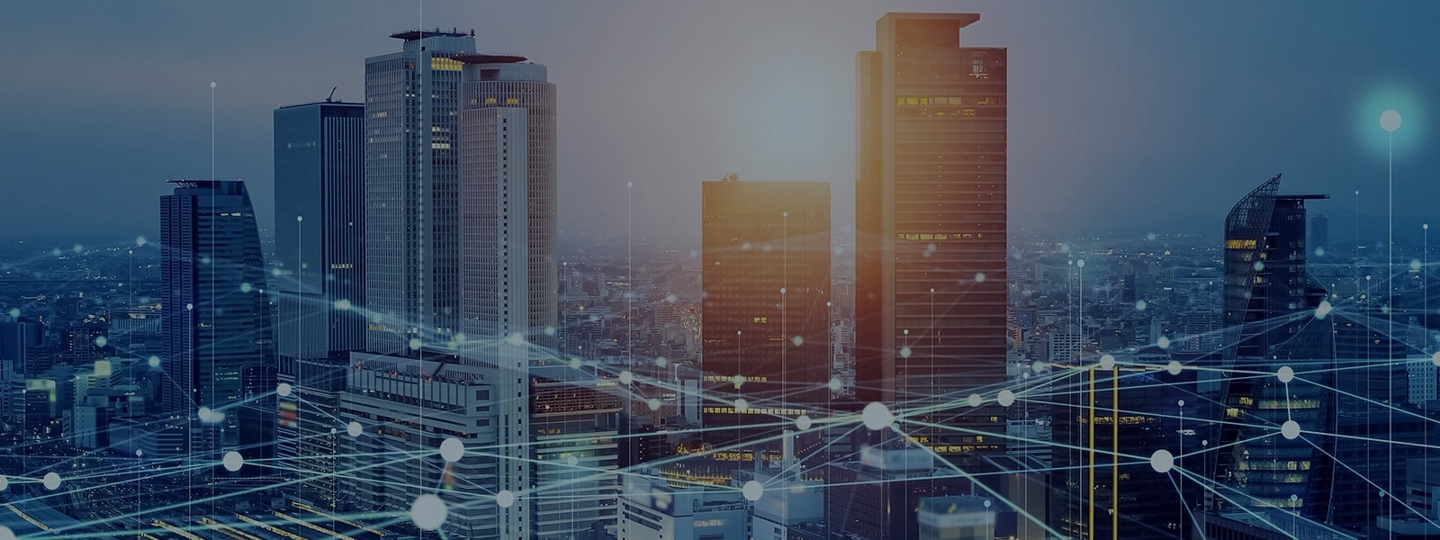 Image d’une ligne reliée à un fond de ville sombre