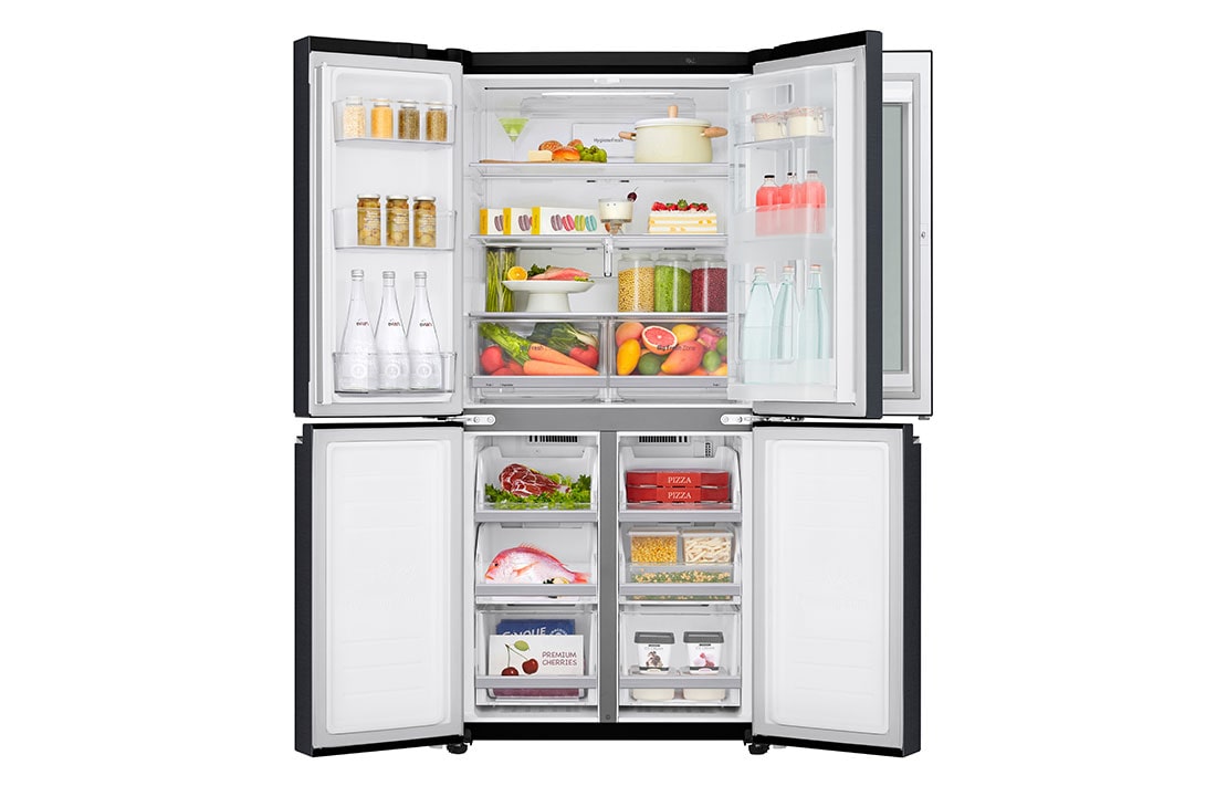 LG InstaView Multi-Portes | 458L | Hygiene Fresh+™ | Affichage Externe, front open with food, GC-Q22FTQEL, thumbnail 4