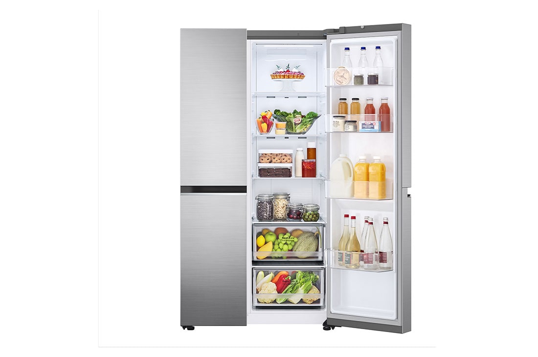 LG Side by Side | 647L | Door Cooling+™ , front right open food view, GC-B257SLWL, thumbnail 7