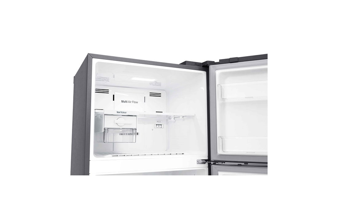 LG 2 Portes | 438L | No Frost | Door Cooling+™ , Top freezer opened with moving ice maker attached , GL-C502HLCL, thumbnail 3