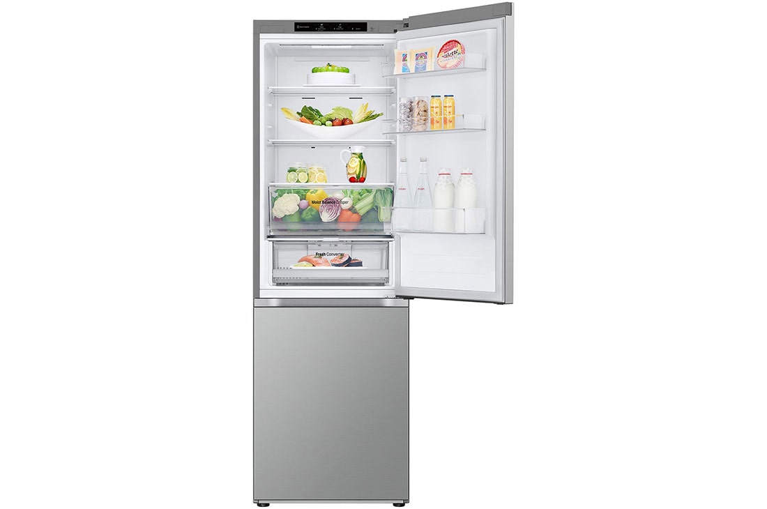 LG Combiné | 344L | No Frost | Door Cooling+™, Top door open with food, GC-B459FM8W, thumbnail 10