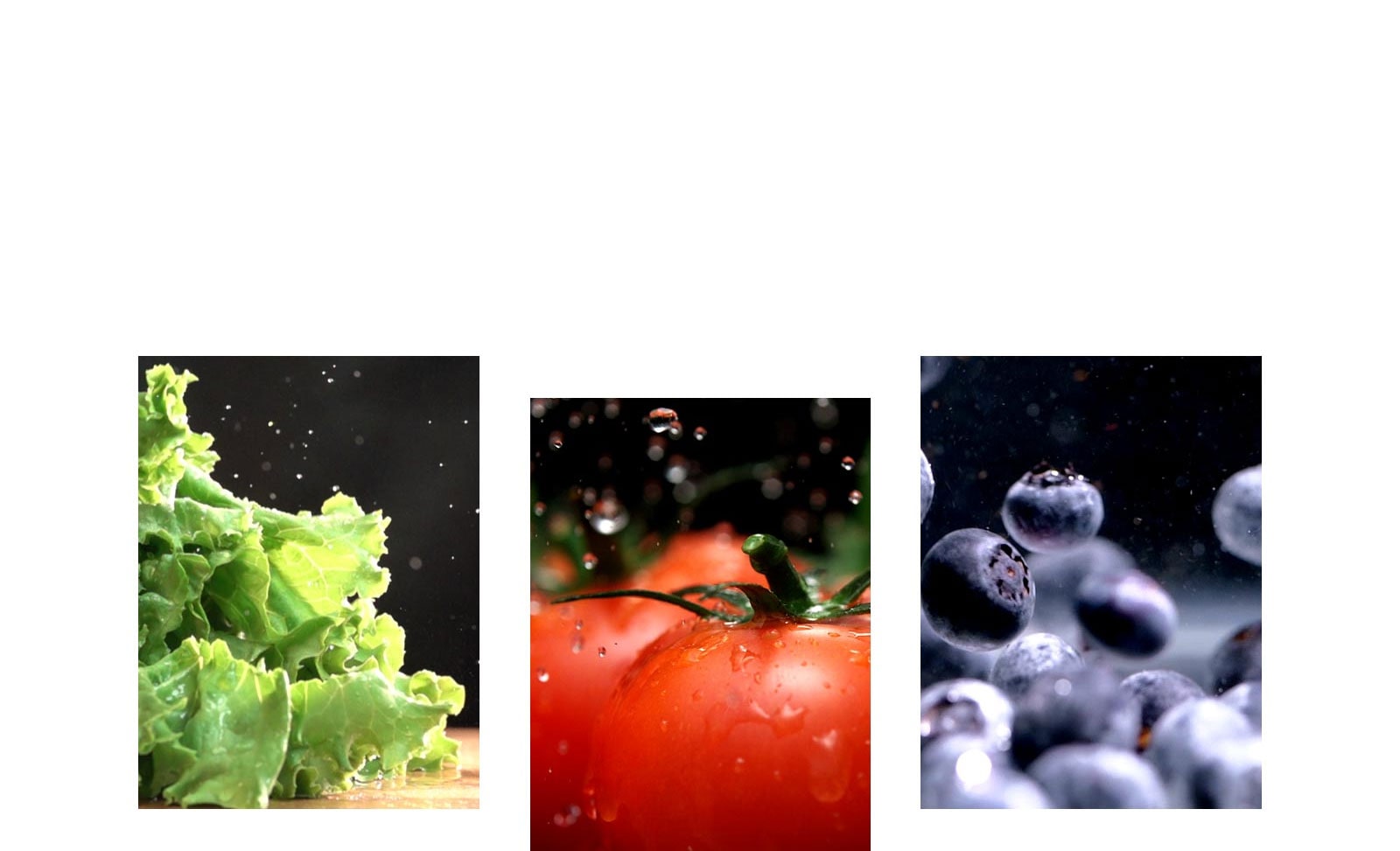 Ce produit permet de préserver la fraîcheur de fruits et de légumes, tels que la laitue, les tomates et les myrtilles.