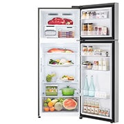 LG 2 portes | 395L | Réfrigérateur avec compartiment congélateur supérieur | Smart Inverter Compressor | LinearCooling™ | DoorCooling+™, open front with food, GN-B392PFFB, thumbnail 3