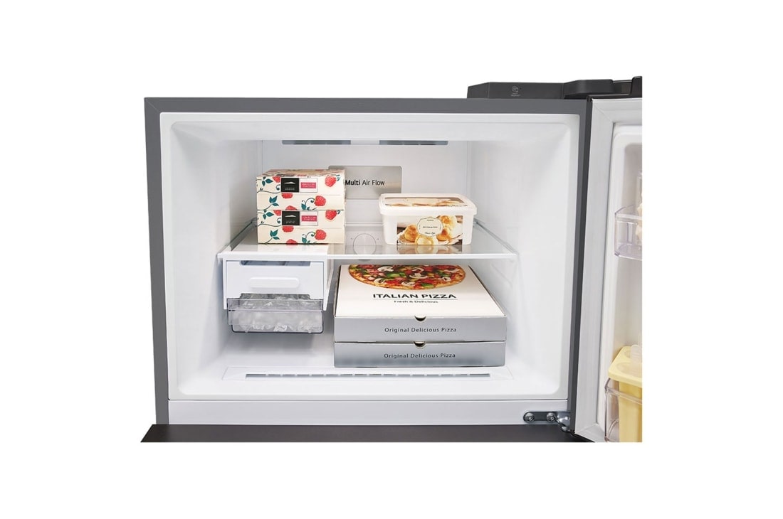 LG 2 Portes | 461L | No Frost | Door Cooling+™, top freezer opened with spaceplus ice system attached and food stored, GJ-B452PFFK, thumbnail 5