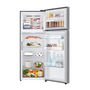 LG 2 Portes | 459L | No Frost | HygieneFresh+™ | Affichage Externe, front open view with food stored, GJ-F452PFBK, thumbnail 2