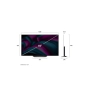 LG Smart TV LG OLED AI CS5 4K 65&nbsp;pouces 120&nbsp;Hz Télécommande AI Magic Remote webOS25 2025 , Front view and side view of LG OLED evo AI CS5 4K Smart TV showing its length, width, height, and depth dimensions., OLED65CS5VA, thumbnail 4