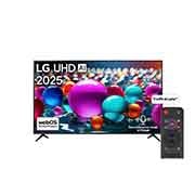 LG Smart TV LG UHD AI UA85 4K 50 pouces Télécommande AI Magic Remote HDR10 webOS25 2025 , Vue avant d’une TV UHD UA75, logo LG UHD Al dans le coin supérieur. La LG UHD TV représente des textures colorées semblables à de la peinture, réunies., 50UA85006LA, thumbnail 1