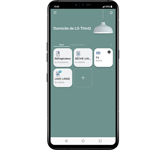 Une carte de bienvenue est montrée quand l’utilisateur allume son application LG ThinQ.