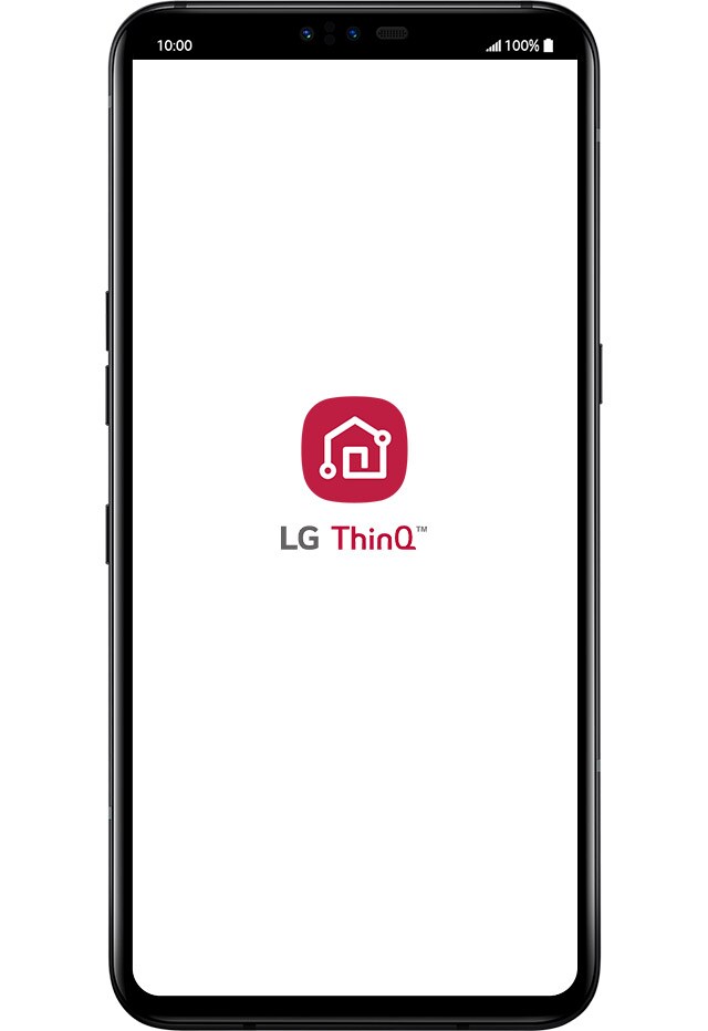 Écran du smartphone LG qui affiche le logo de l'application LG ThinQ