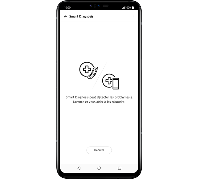 L’interface utilisateur de l’application LG ThinQ montre le logo Smart Diagnosis, et une brève description du service Smart Diagnosis.
