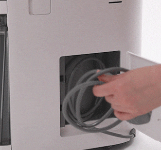 Cord stored neatly inside the LG dehumidifier