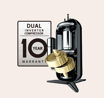 Dual inverter compressor 10-year warranty image.