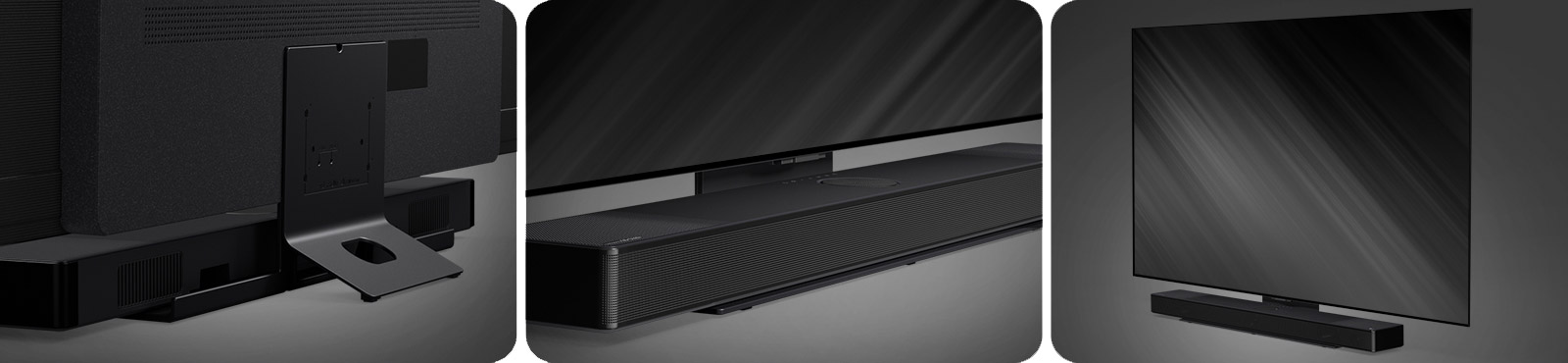 A video clip is available on the above. Below 3 gray-filtered images are shown, a bracket, stand and a wall-mount TV from the left.