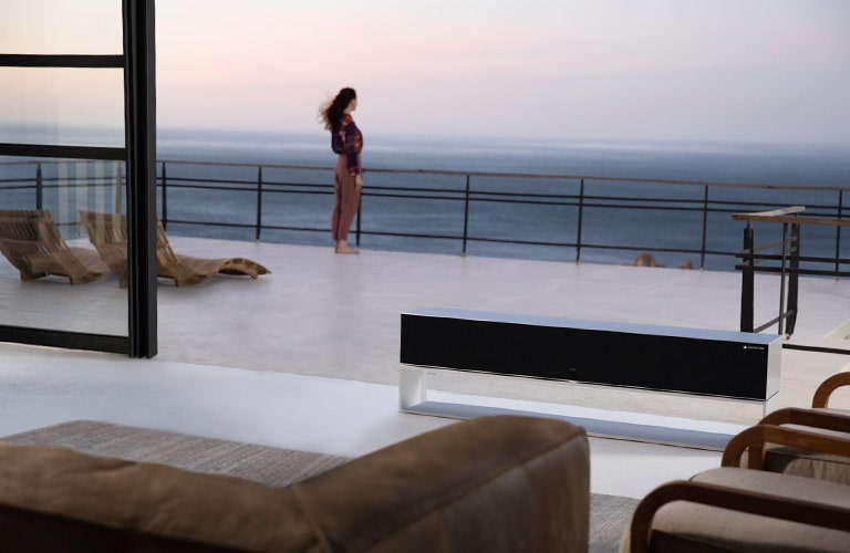 Side by side comparison of Rollable TV screen that in a zero view