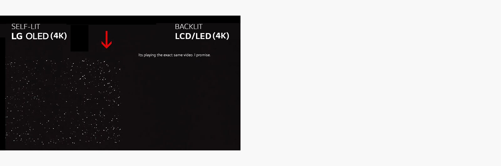 Side by side TV display comparison of the 4K OLED versus 4K LCD