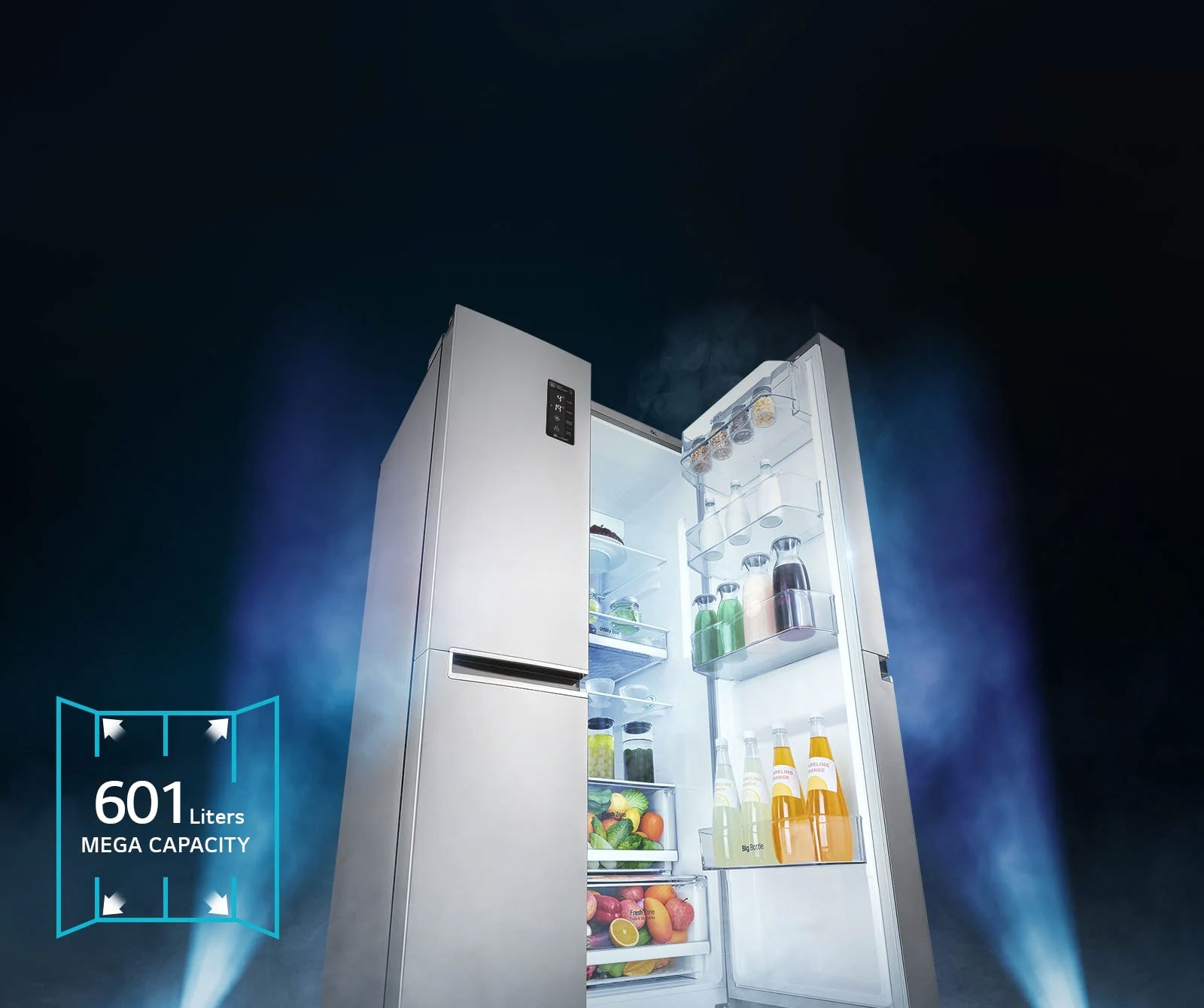 EASIER ACCESS to 601 liters of MEGA CAPACITY