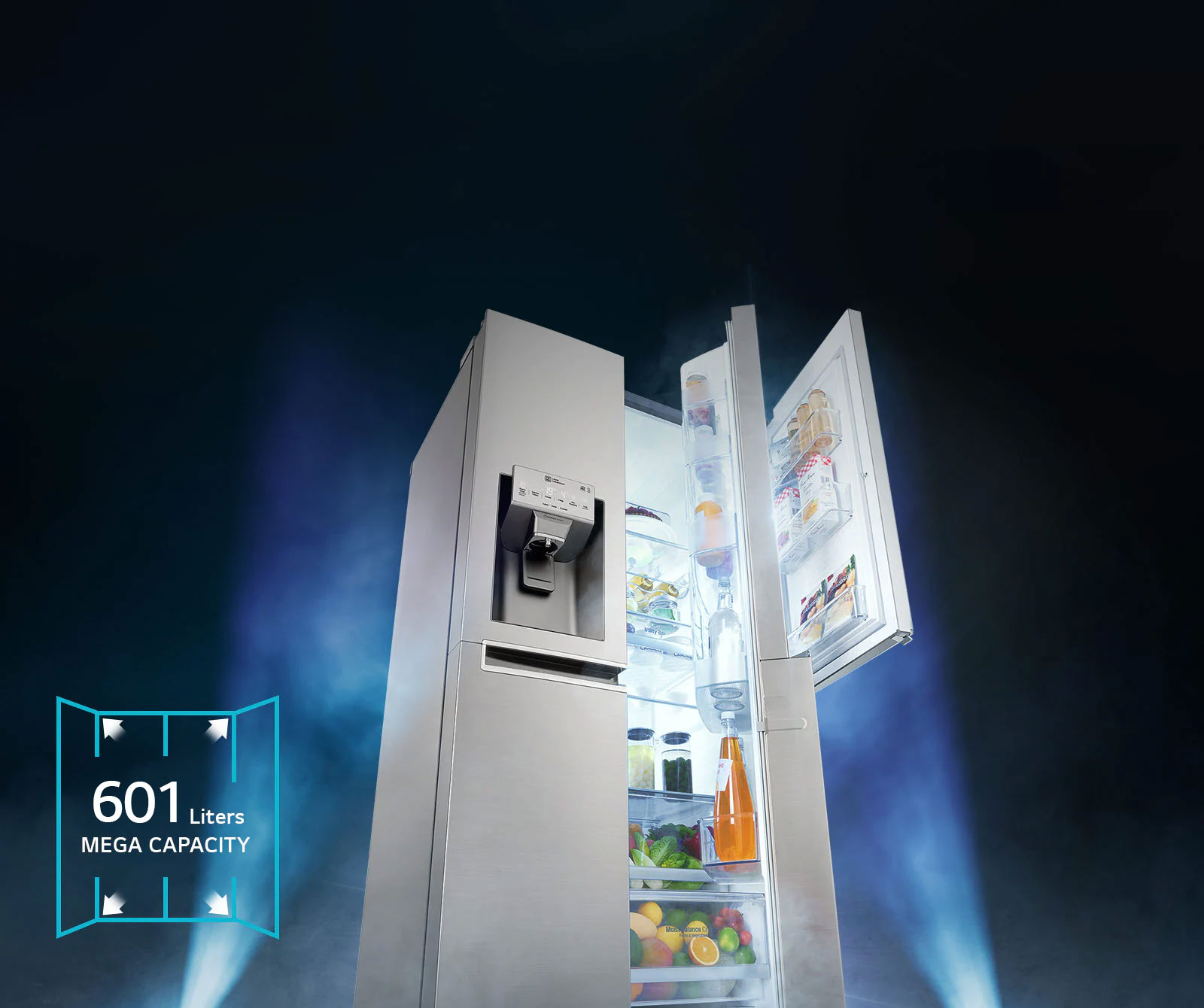 EASIER ACCESS to 601 liters of MEGA CAPACITY<br>1