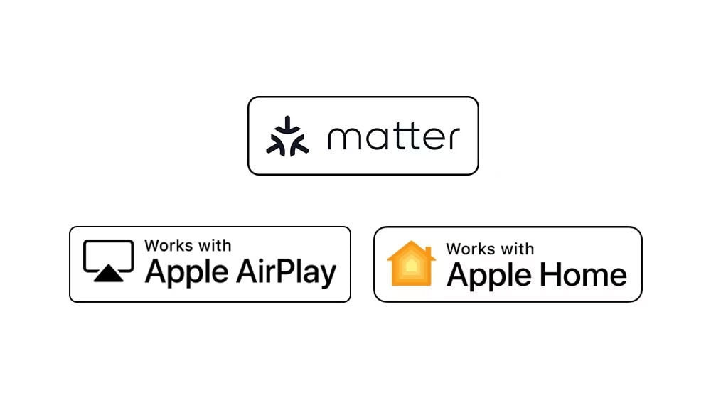 The logo of works with Apple AirPlay The logo of works with Apple Home