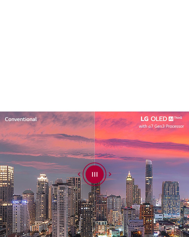 Slider comparison of picture quality of a nighttime cityscape