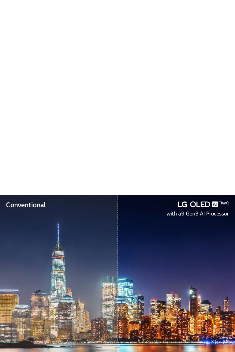 Slider comparison of picture quality of a nighttime cityscape 