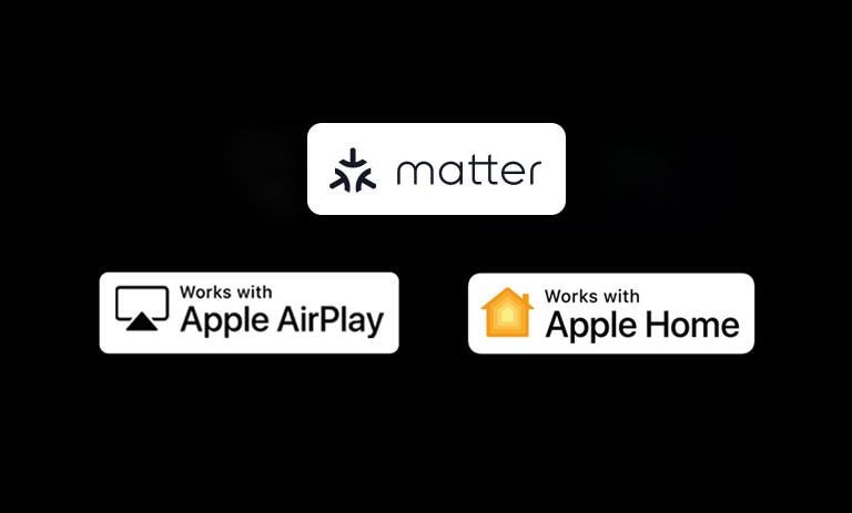 The logo of alexa built-in The logo of works with Apple AirPlay The logo of works with Apple Home The logo of works with Matter