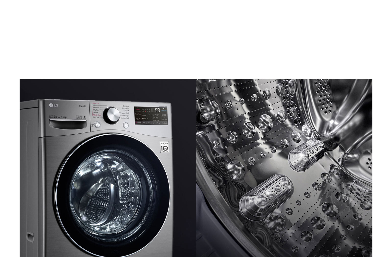 LG Washing Machine 15Kg Front Load Washer Automatic AI DD™ ThinQ™ TurboWash™ Stainless Steel Lifter Silver F0L9DYP2S