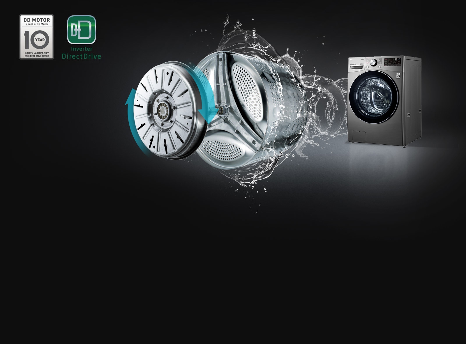 LG Washing Machine 15Kg Front Load Washer Automatic AI DD™ ThinQ™ TurboWash™ Stainless Steel Lifter Silver F0L9DYP2S
