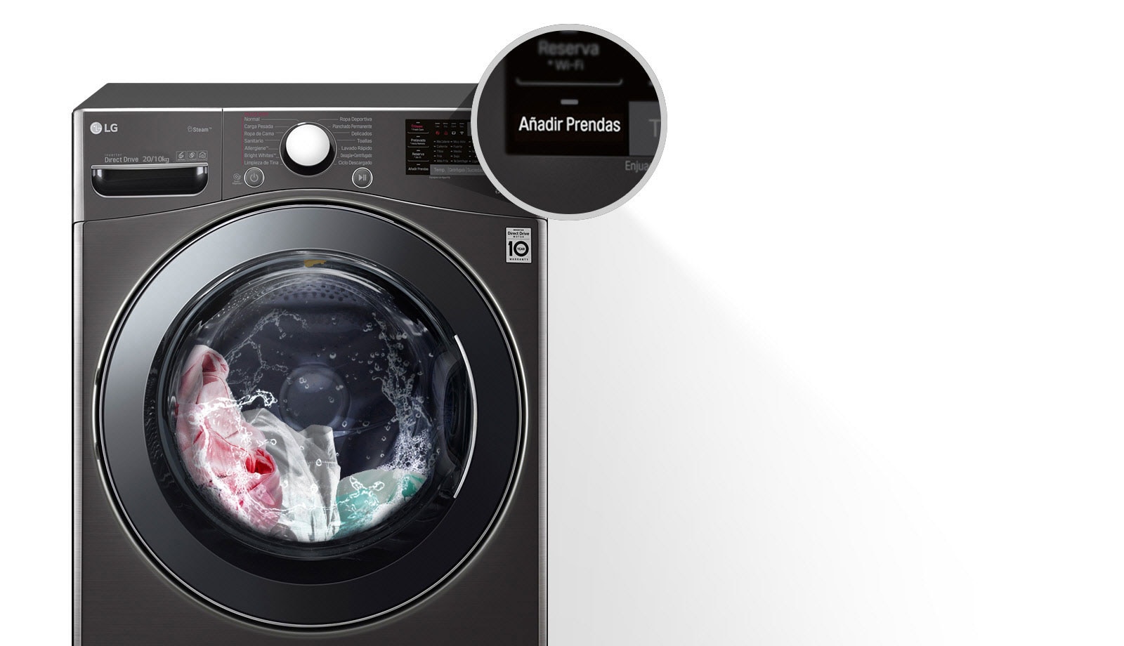 LG Washing Machine 20kg & 12kg Dryer, Front Load, Turbo Wash, 6-Motion Technology, Inverter DD Motor, Steam Functionality, Smart ThinQ, LCD Display, Silver F3L2CRV2T