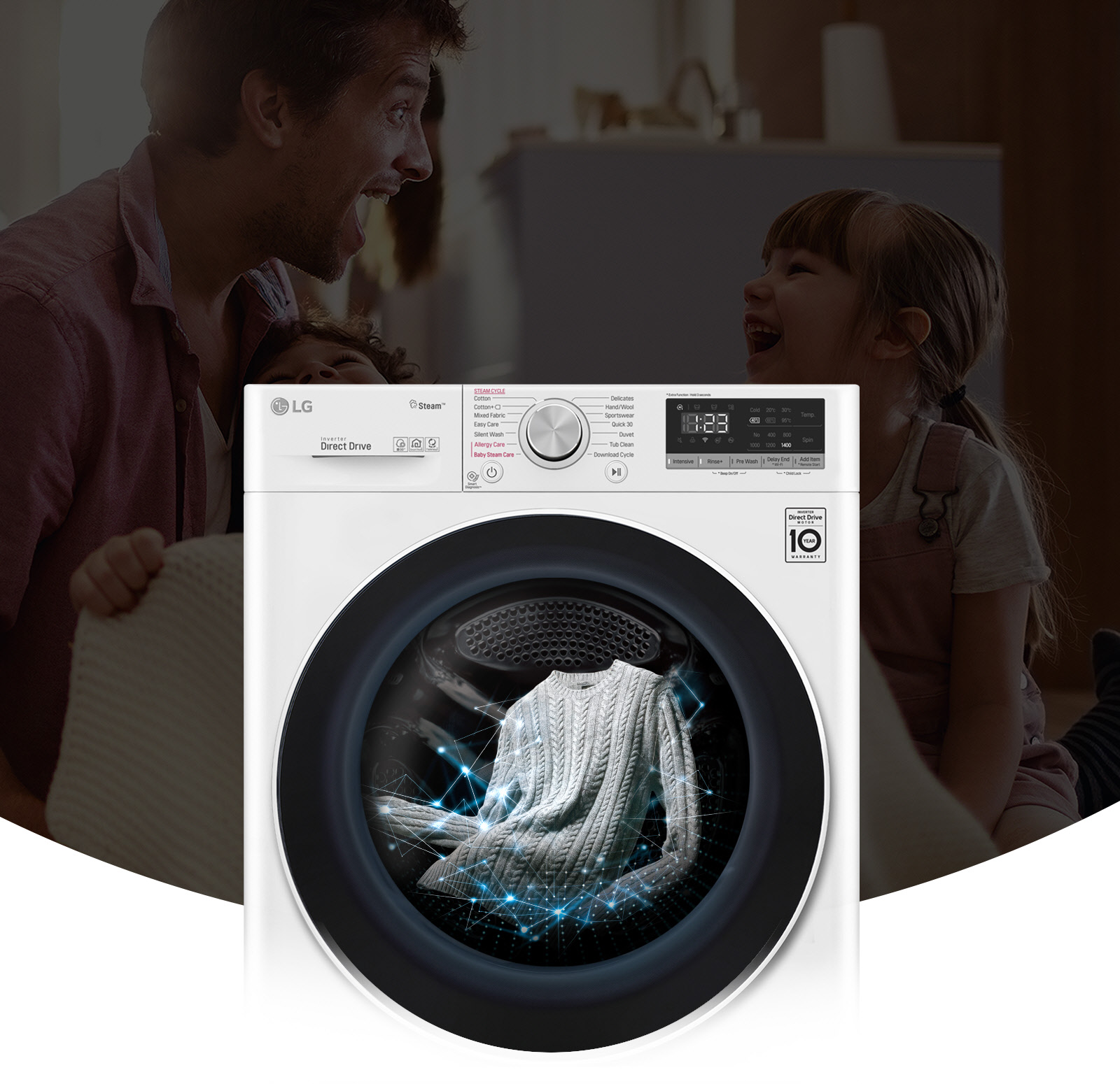 LG Washing Machine 9 Kg 14 Programs 1400 RPM A+++ - White