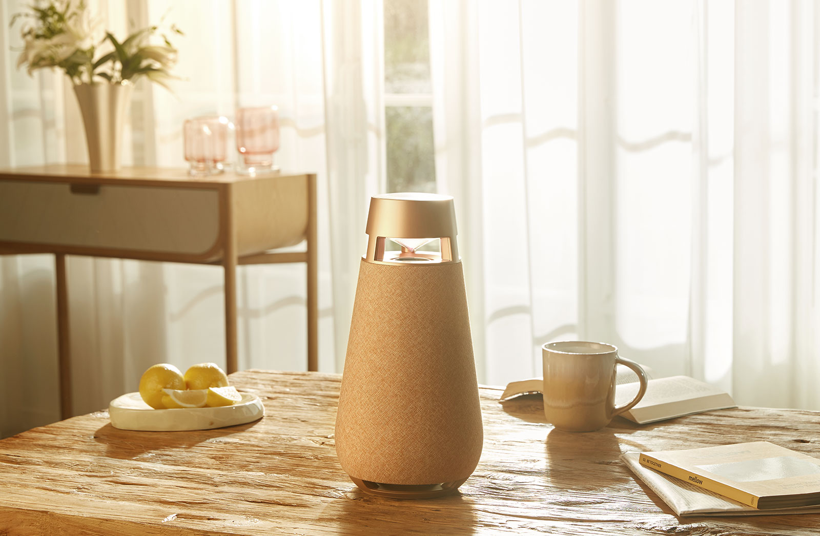 An image of XBOOM 360 XO3 on the dining table in the morning.