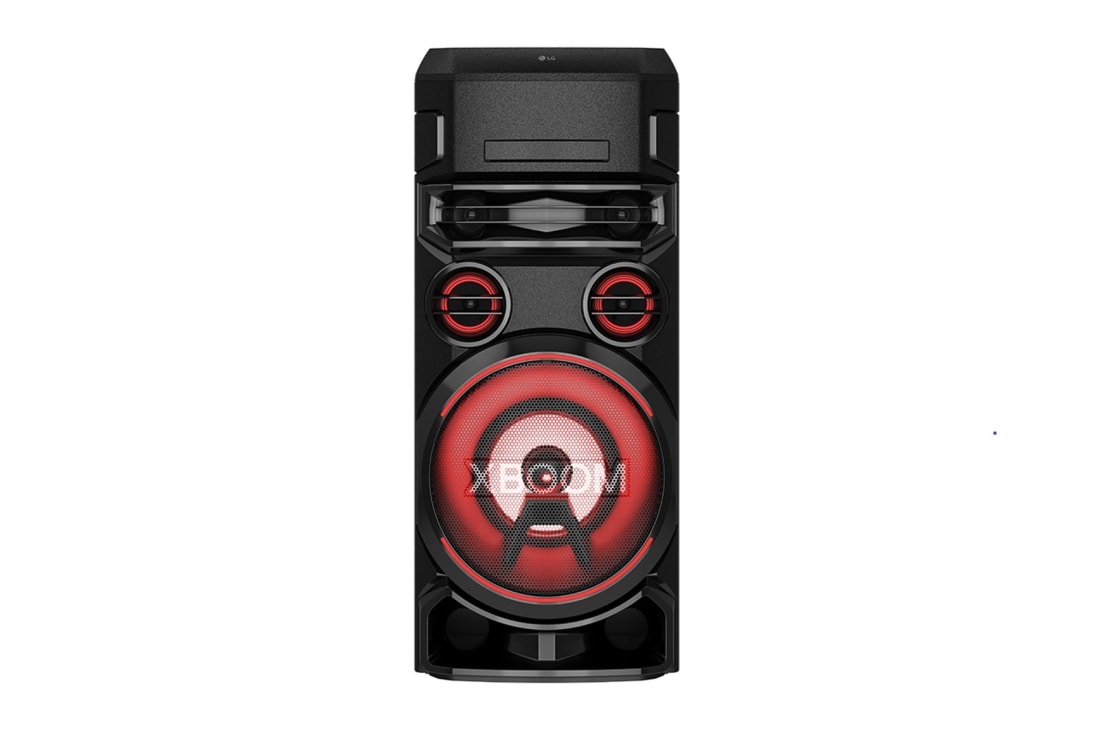 LG XBOOM ON7 | Super Bass Boost | DJ Function, front view with red lighting, ON7, thumbnail 2