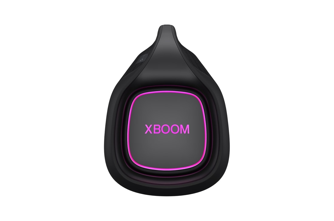 LG XBOOM Go XG9 | 80W |  IP67 Waterproof & Dust Resistant | Stage  Lighting, Front view of side speaker with purple lighting, XG9QBK, thumbnail 9
