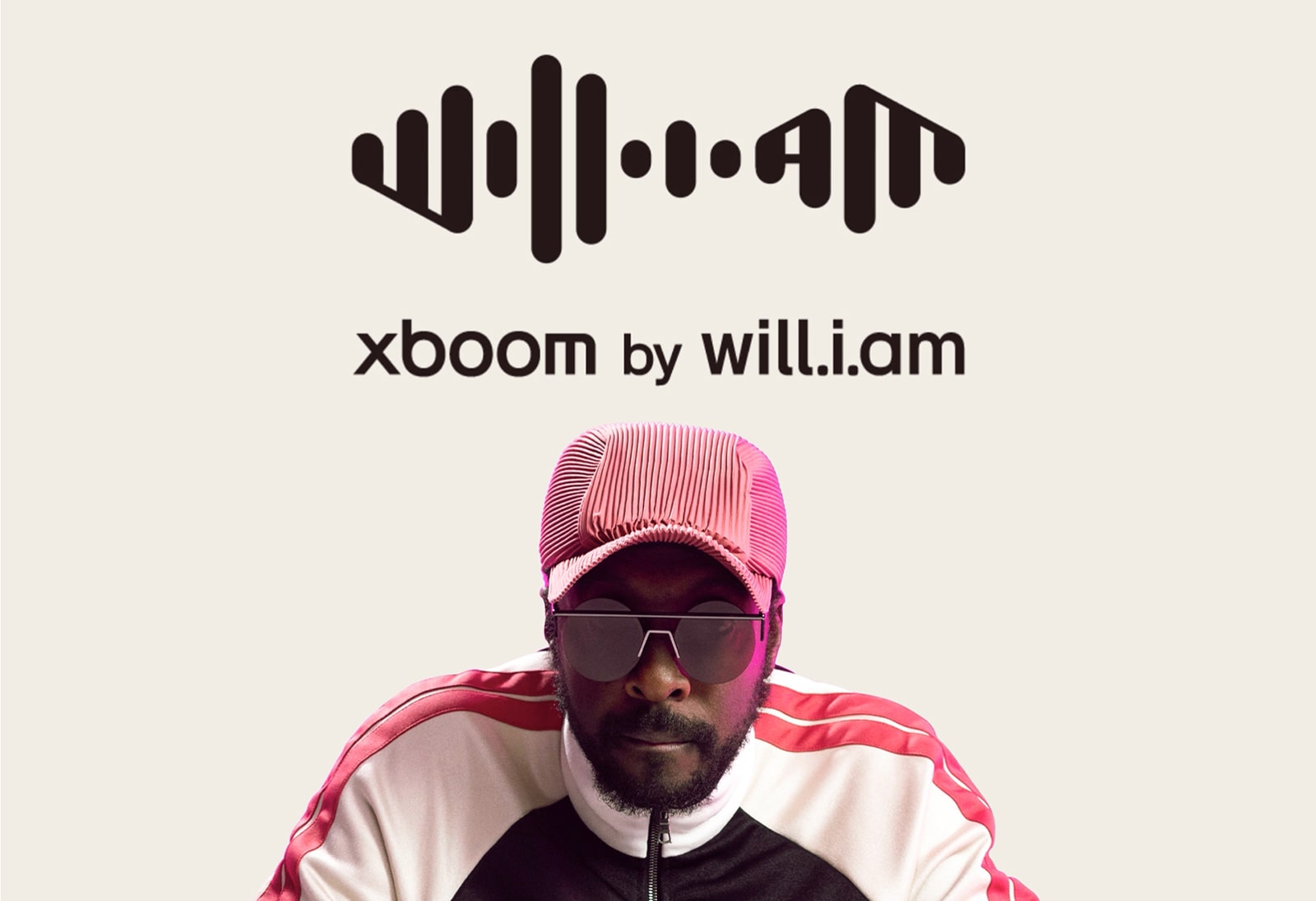 will.i.am's image with xboom by will.i.am logo play on top	