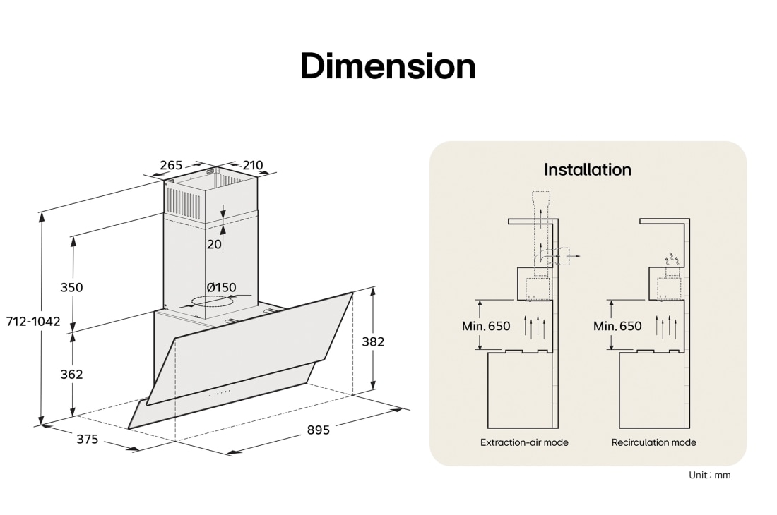 LG Vertical 90 CM Hood, Vertical 90 CM Hood, HC7D3627G, thumbnail 2