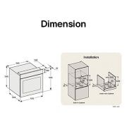 LG 60L built-in oven, black with touch control, Oven dimensions and built-in cabinet installation diagram with measurements., WS5D6010G, thumbnail 14
