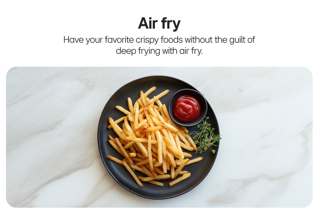 LG 60L built-in oven, black with touch control, Plate of crispy French fries with ketchup., WS5D6010G, thumbnail 5