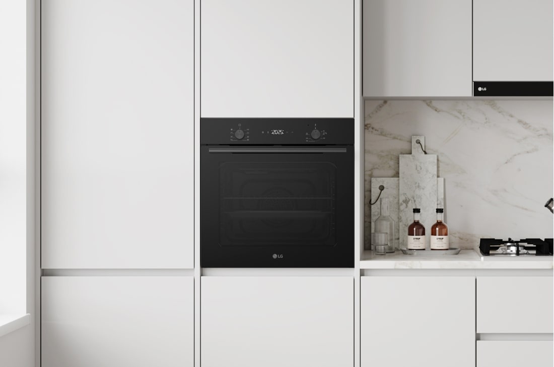 LG 60L built-in oven, black with touch control, Modern kitchen with built-in black wall oven and gas cooktop., WS5D6010G, thumbnail 15