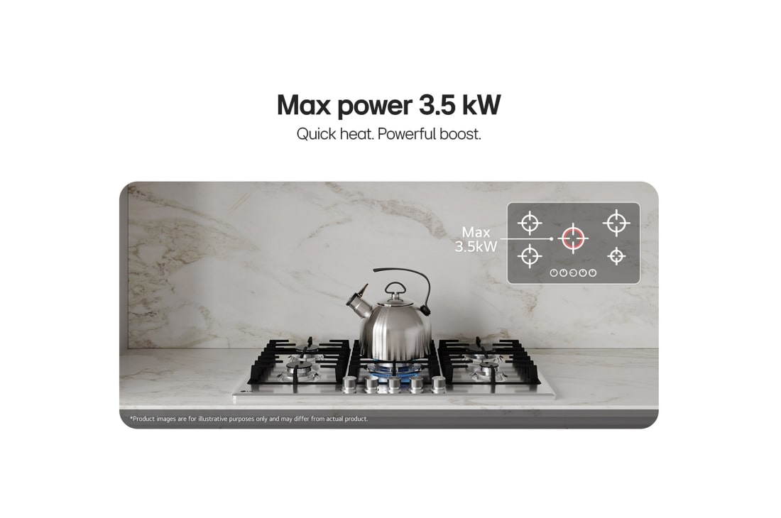 LG New 90 CM Gas Cooktop- Powerful Heat, New 90 CM Gas Cooktop- Powerful Heat, CG5D3626S, thumbnail 3