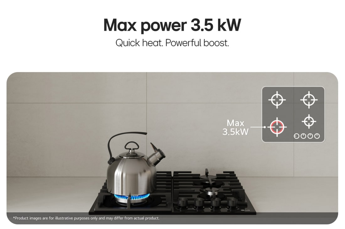 LG 24 Inch Compact Gas Cooktop, 24 Inch Compact Gas Cooktop, CG7D2414G, thumbnail 3