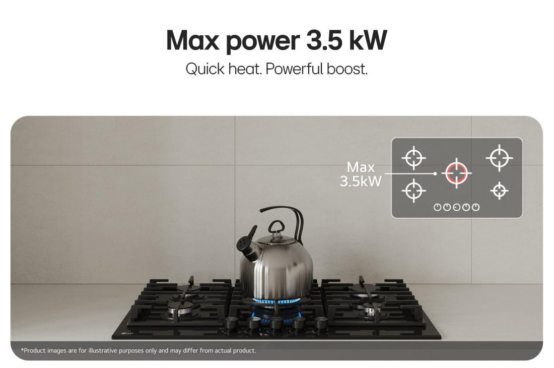 LG Built-in 900 Gas Cooktop |5 Burners | Stainless Steel | Heavy duty grates, LG Built-in 900 Gas Cooktop |5 Burners | Stainless Steel | Heavy duty grates, CG7D3626G, thumbnail 3