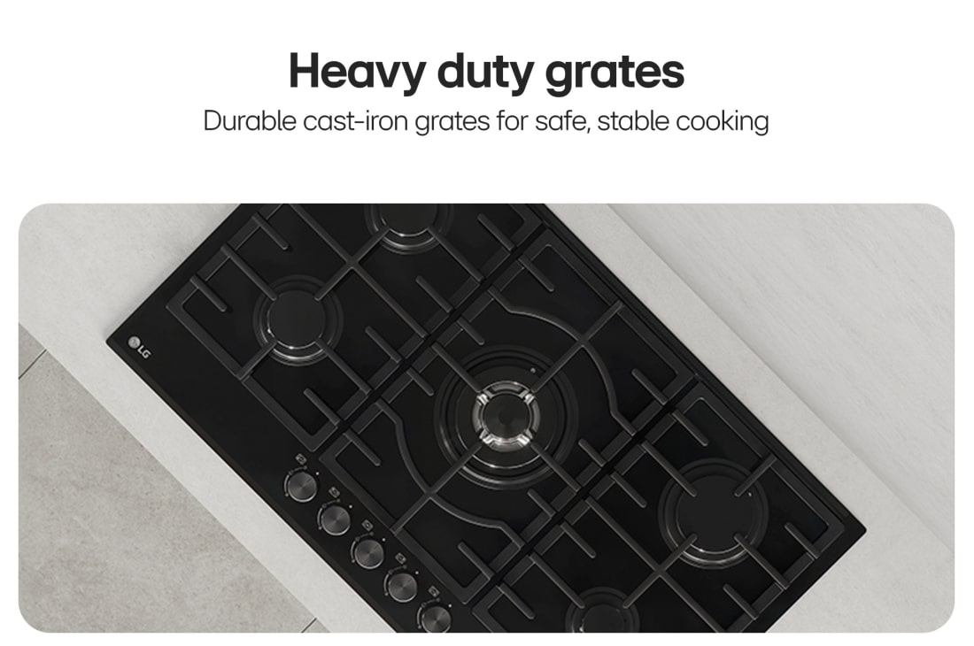 LG Built-in 900 Gas Cooktop |5 Burners | Stainless Steel | Heavy duty grates, LG Built-in 900 Gas Cooktop |5 Burners | Stainless Steel | Heavy duty grates, CG7D3626G, thumbnail 5