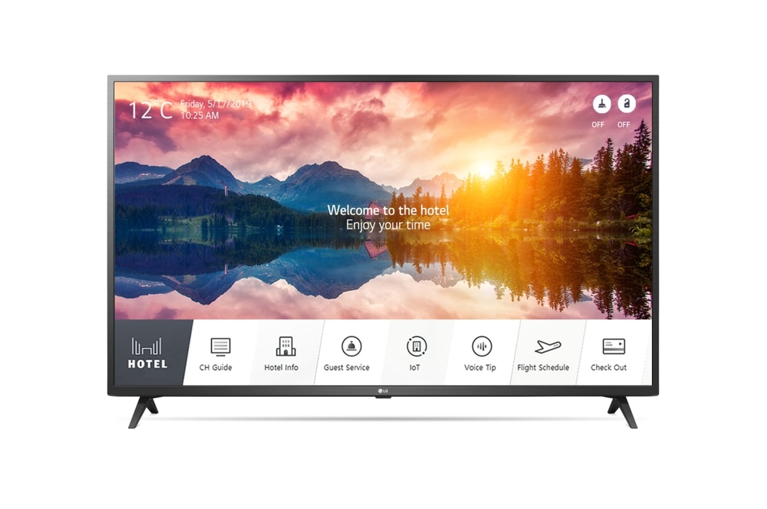 LG Hotel TV 50 Inch WebOS Display with Voice Recognition, front view with inscreen, 50US660H0GD